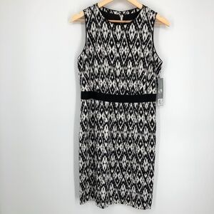 Classiques Entier Womens Sleeveless Silk Dress Size Small Black White‎ Ikat NEW